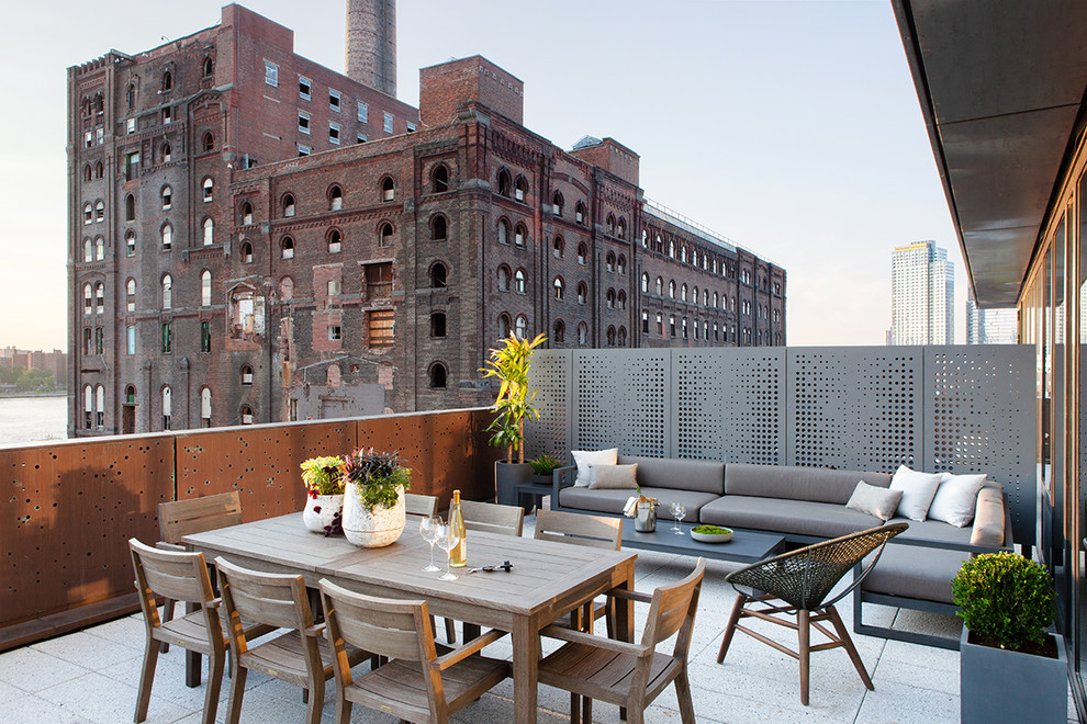 Design ideas for an industrial balcony in New York.