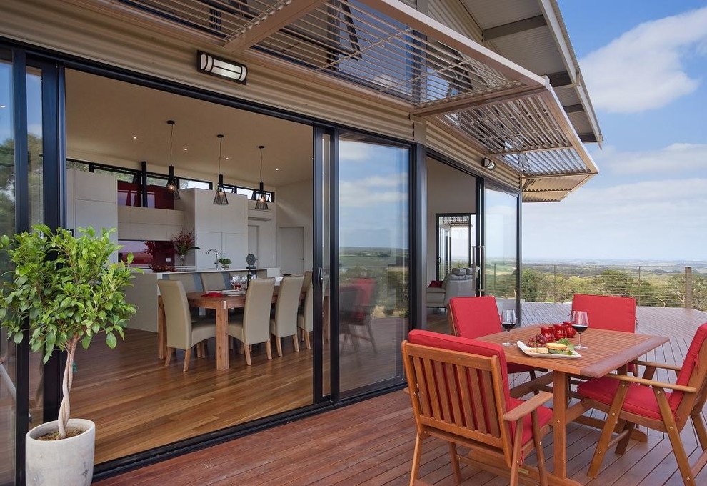 This is an example of a large modern balcony in Adelaide with no cover.