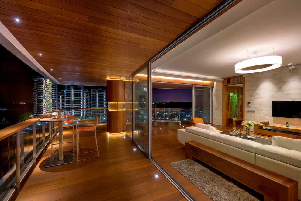 Свежая идея для дизайна: балкон и лоджия в морском стиле - отличное фото интерьера