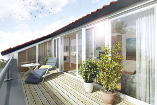 Идея дизайна: балкон и лоджия среднего размера в современном стиле без защиты от солнца