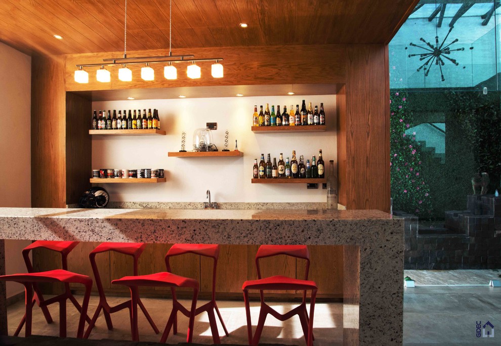 Cette photo montre un bar de salon moderne.