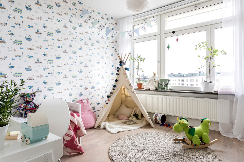 Aménagement d'une chambre d'enfant scandinave.