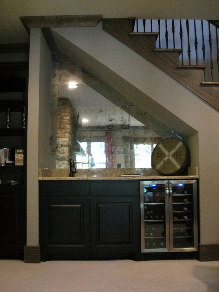 Example of a mountain style basement design in Charlotte