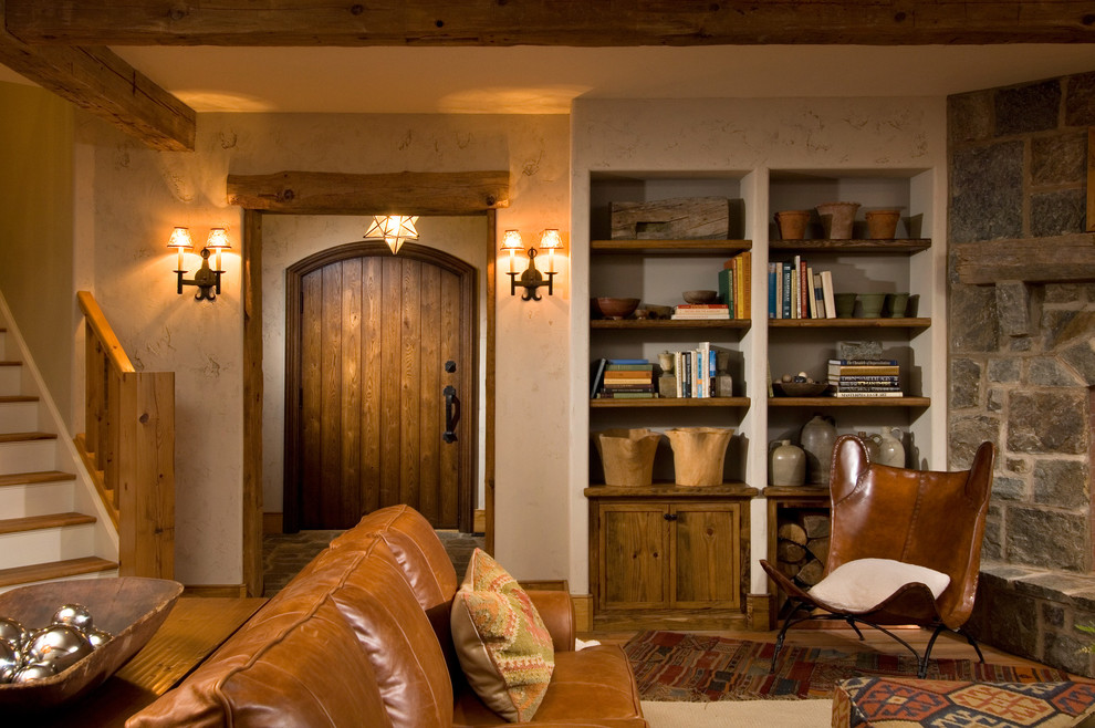 Esempio di un soggiorno rustico con pareti beige