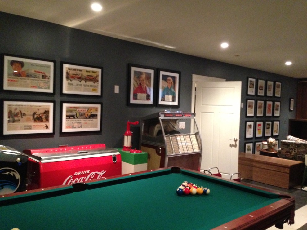 Example of an eclectic basement design in Vancouver
