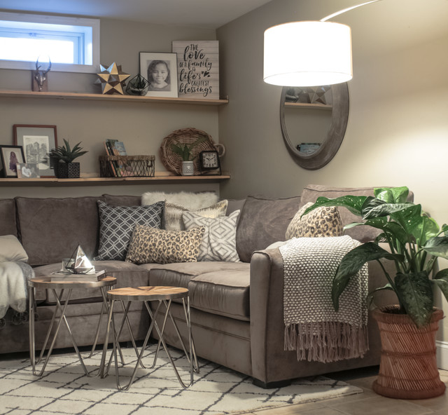 A Cozy Basement Country Basement New York by Raymour & Flanigan