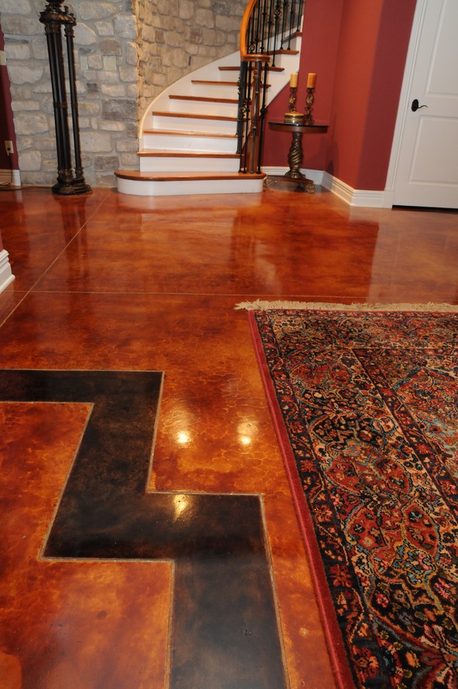 Acid Stain Basement in St. Louis, MO Contemporary Basement St