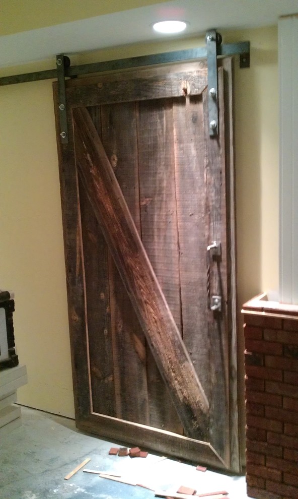Barnwood Sliding Doors for Basement Project Farmhouse Basement