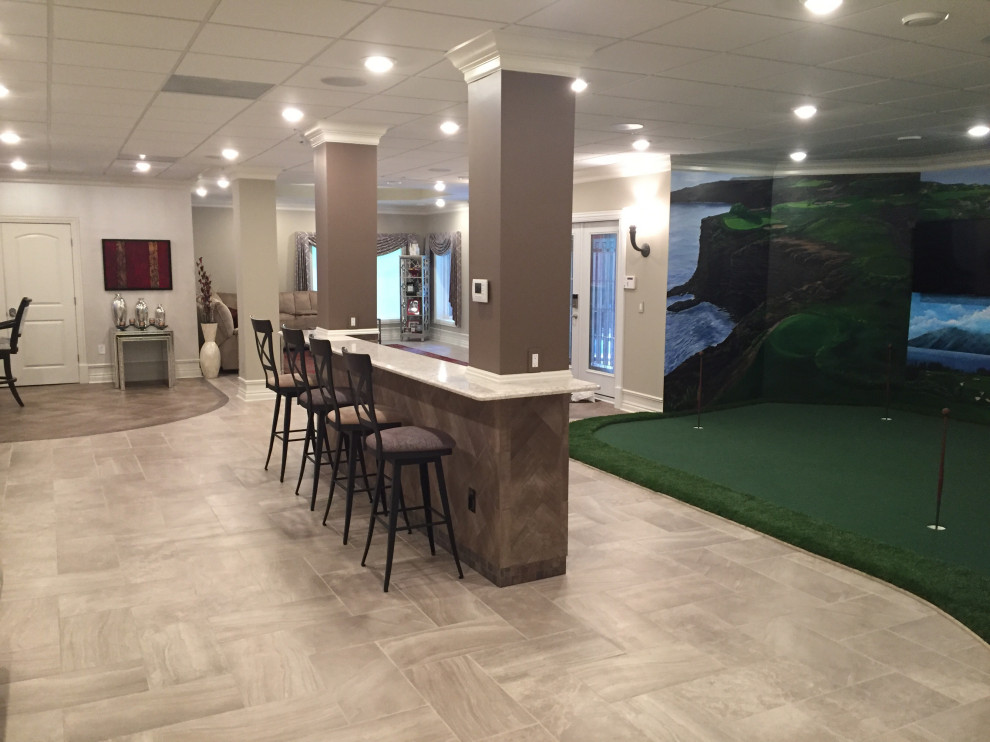 Barrington Custom Basement - Transitional - Basement ...