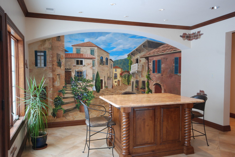 Example of a tuscan basement design in Other