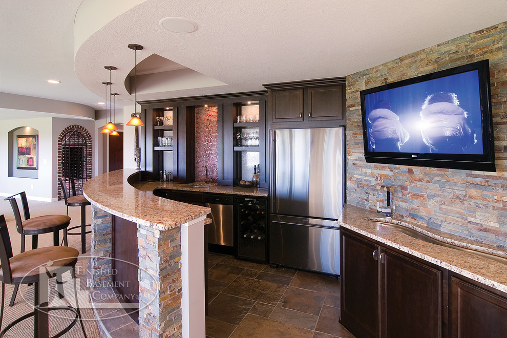 Basement Bar & TV Traditional Basement Minneapolis by FBC