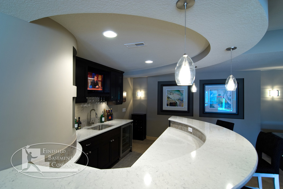 Basement Bar Countertop Contemporary Basement Minneapolis by