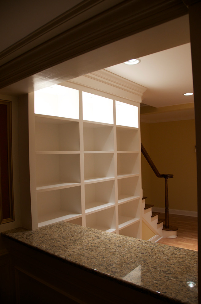 Basement bookcase Traditional Basement Detroit Houzz