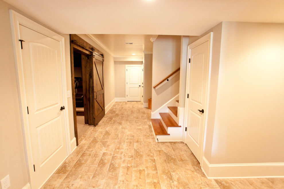 Basement Common Area Traditional Basement Atlanta by Level Team