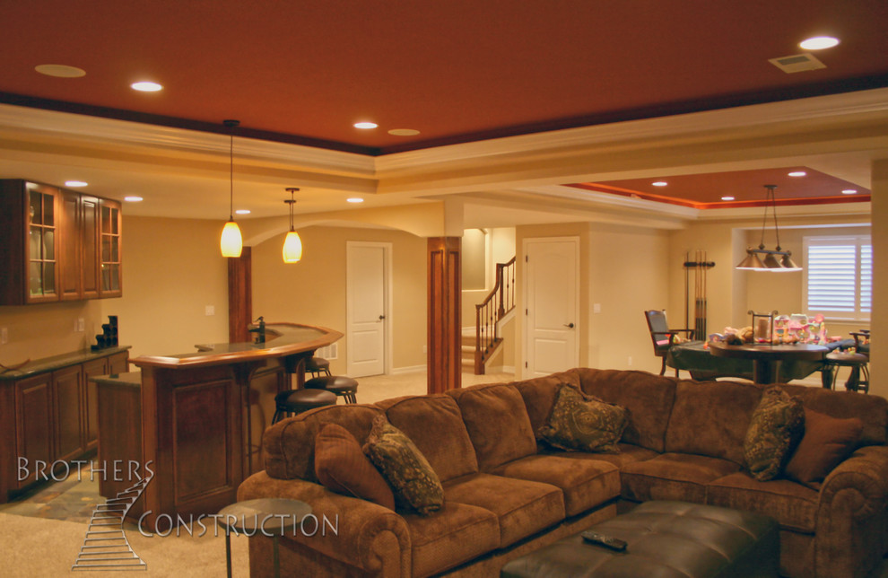 Basement Finish North Denver, Colorado Eclectic Basement Denver by Brothers Construction
