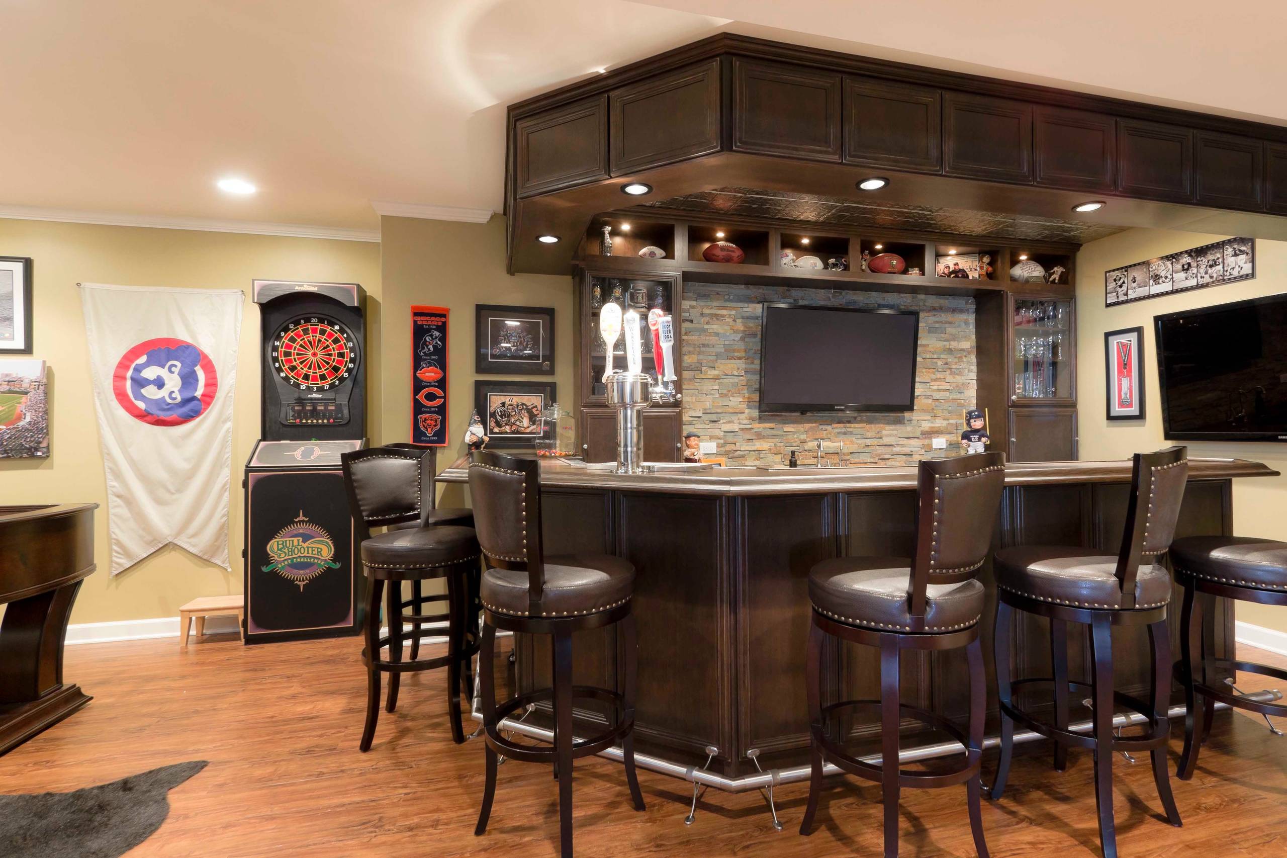 Man Cave - Sports Bar Basement - Eclectic - Basement - Kansas City