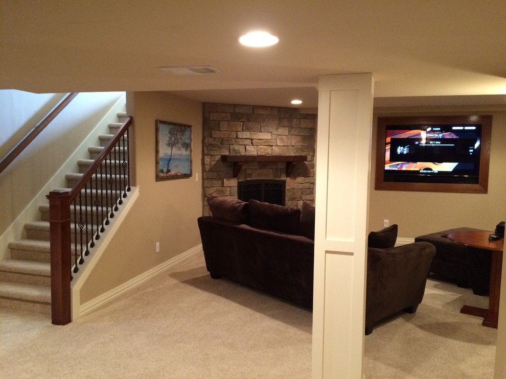 Basement great room Traditional Basement Denver by Castle Pines