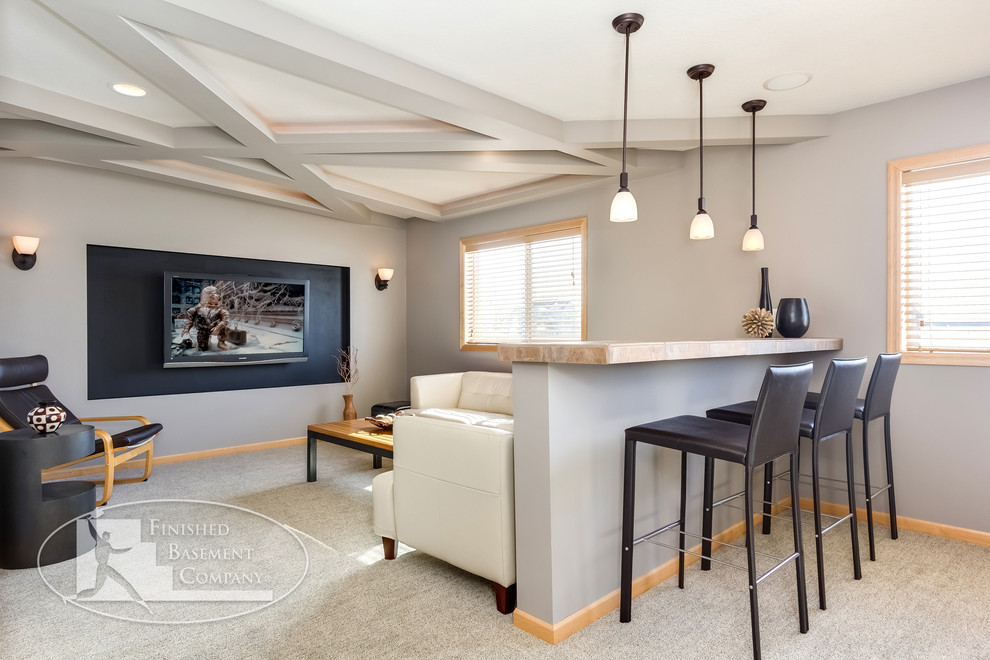 Inspiration for a modern basement remodel in Minneapolis
