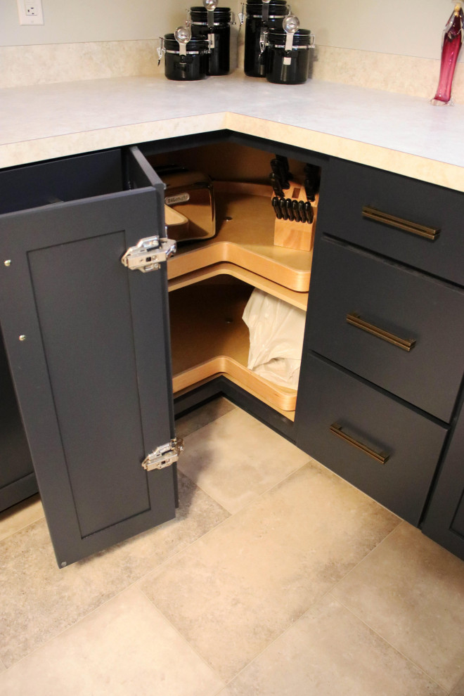 Basement Kitchen with Medallion Blue with matching Barn Door