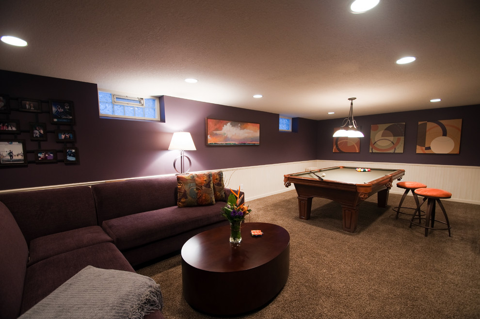 This is an example of a contemporary basement in Minneapolis.