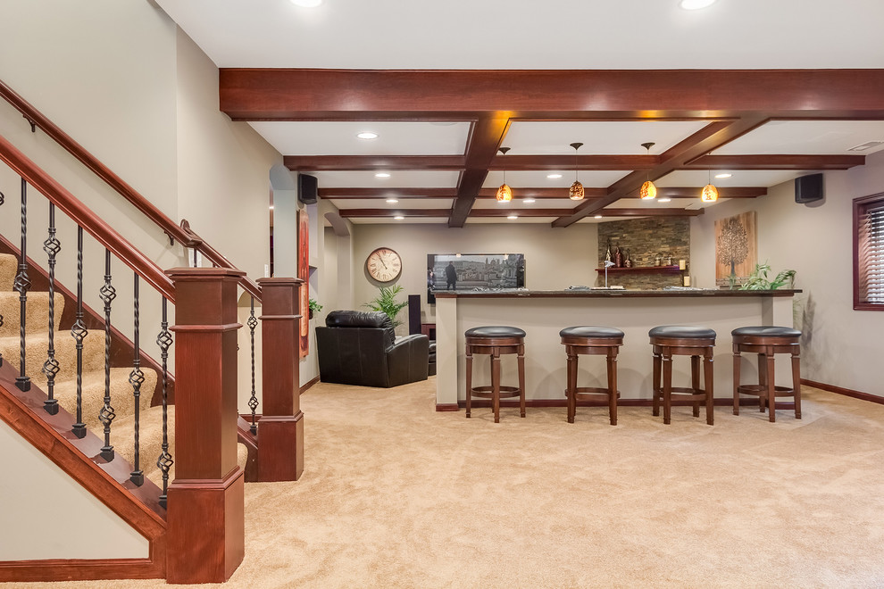 Basement Stairs and Knee Wall Traditional Basement Chicago by