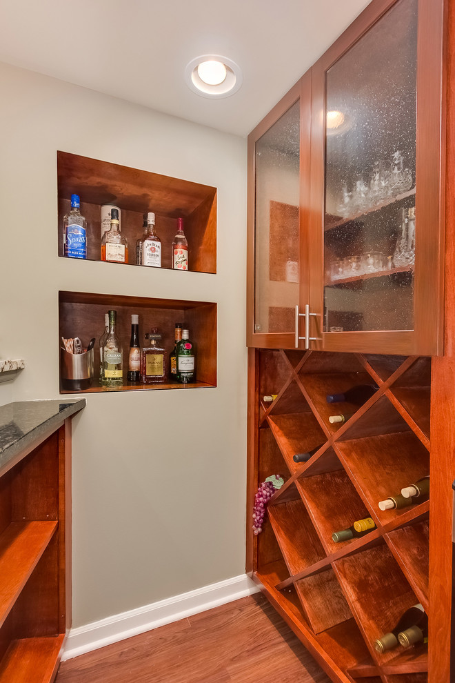Basement Wine Rack and Niche Shelves Transitional Basement