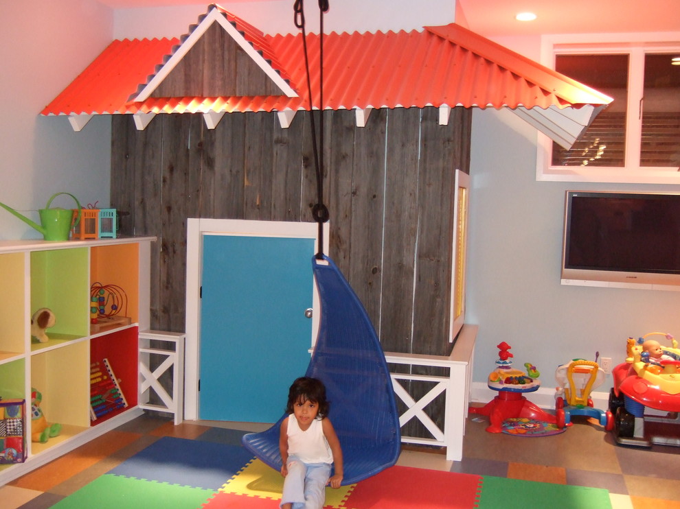 Cette image montre une chambre d'enfant ethnique de taille moyenne.