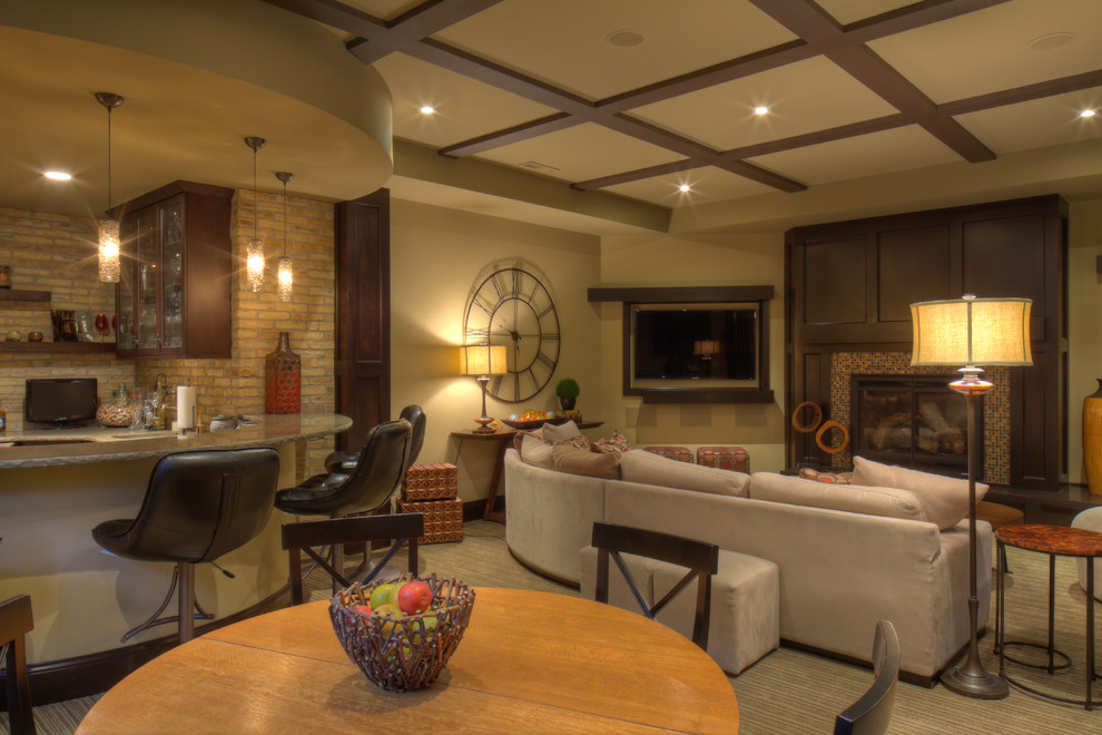 Inspiration for a transitional basement remodel in Milwaukee