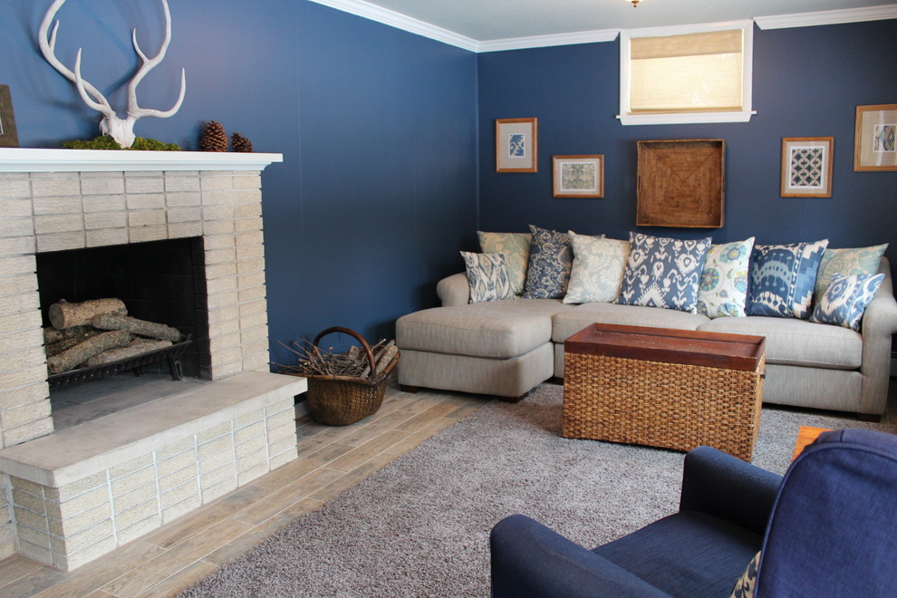 Blue Den Rustic Basement Minneapolis by Rachel Kate Design Houzz