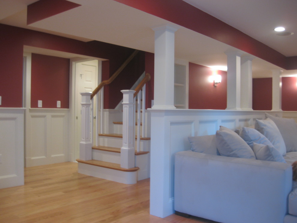 Inspiration for a timeless basement remodel in Boston