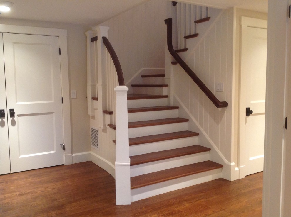 Example of a transitional staircase design in Boston