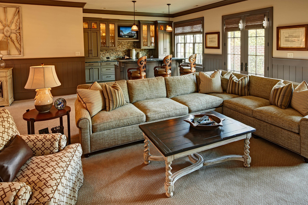 Inspiration for a timeless basement remodel in Charlotte