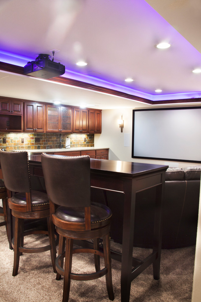 Cedarburg Basement Traditional Home Theater Milwaukee by
