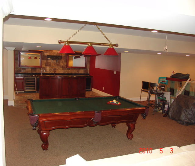 Clayton Area Basement with Custom Bar Traditional Basement St