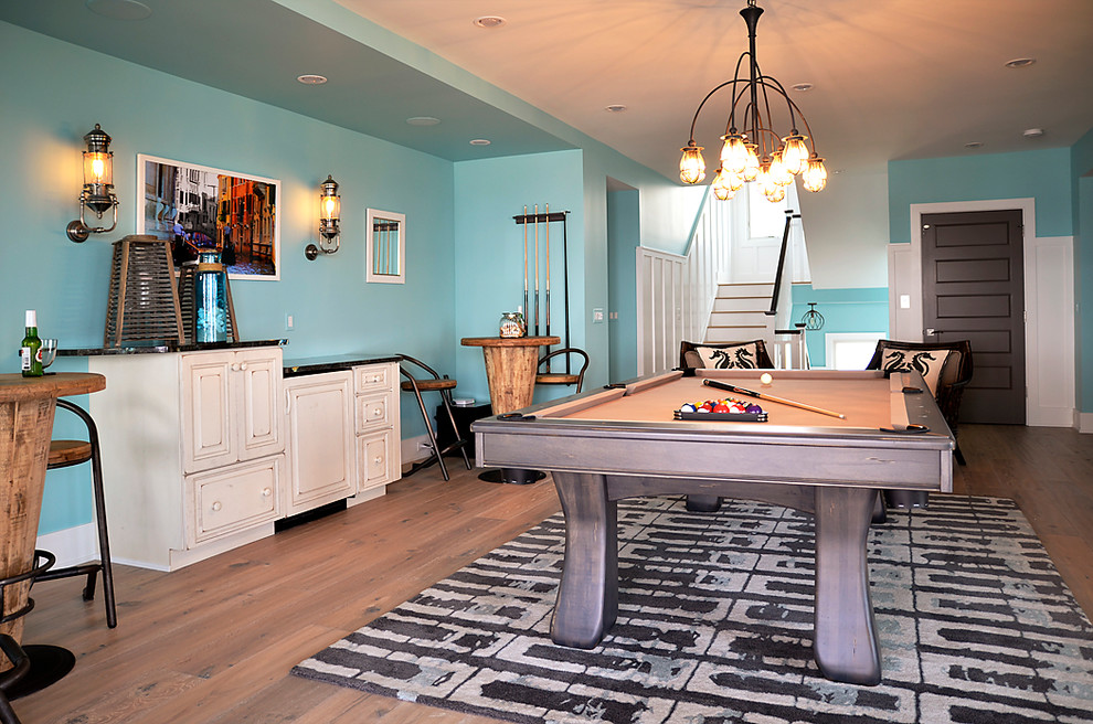 Coastal Contemporary Living Spaces Beach Style Basement