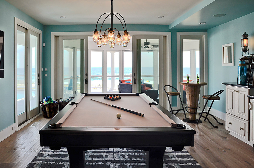 Coastal Contemporary Living Spaces Beach Style Basement