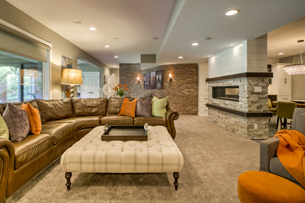 Inspiration for a traditional basement in Omaha.