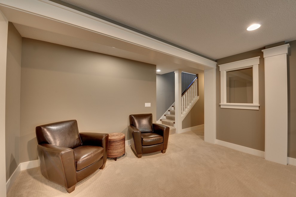 Photo of a contemporary basement in Minneapolis.