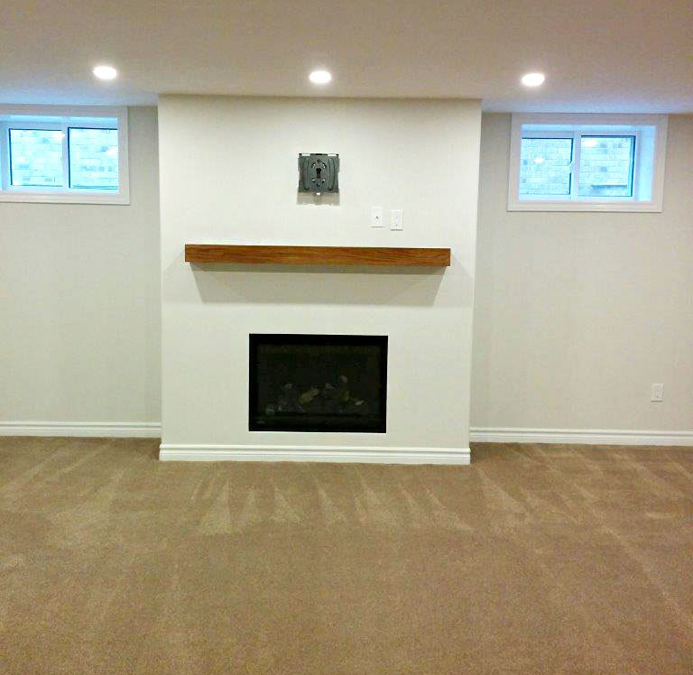 Contemporary Drywall Fireplace Surround Modern Basement Toronto