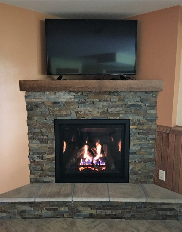 Corner Gas Fireplace Designs - Traditional - Basement - Minneapolis ...