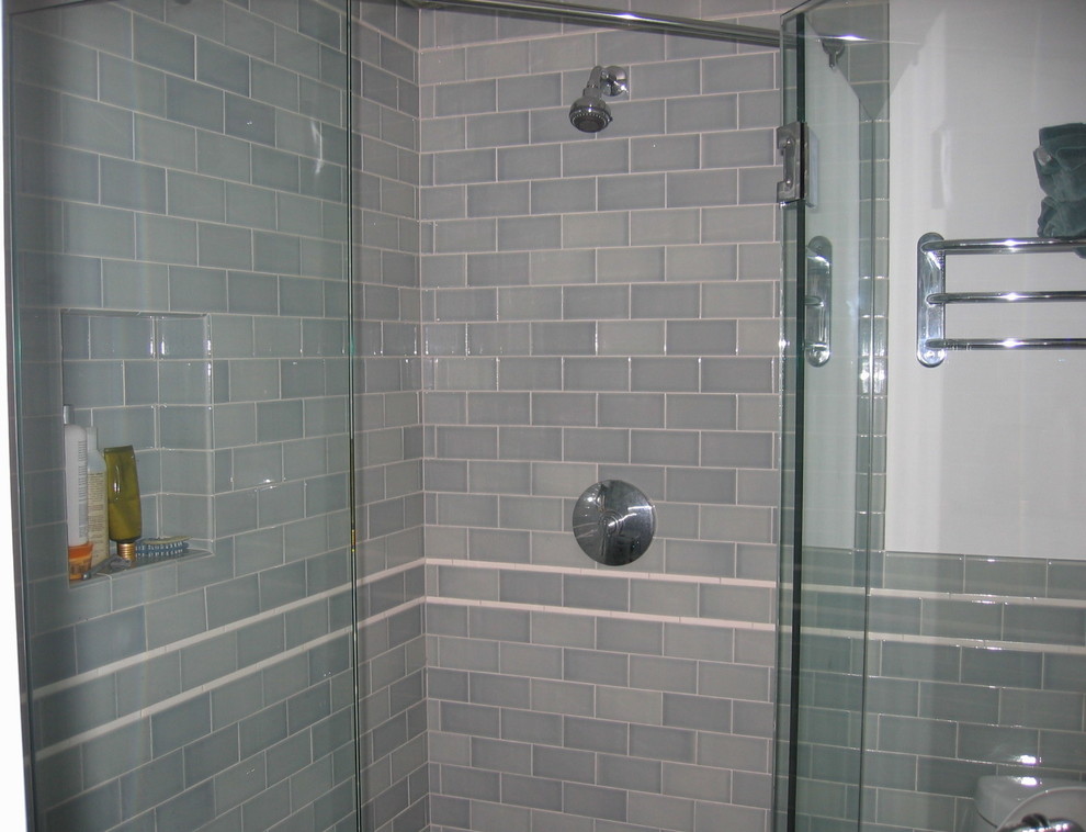 Corner Shower Contemporary Basement New York by L.Bonadies