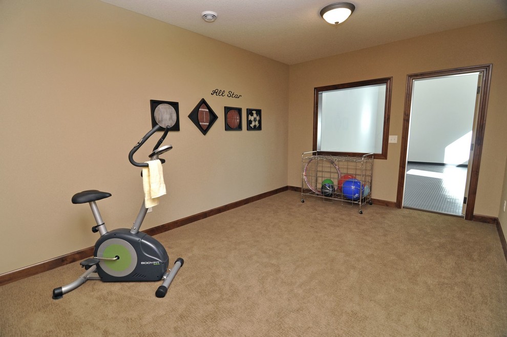 Craftsman Home With Indoor Sports Court Traditional Basement