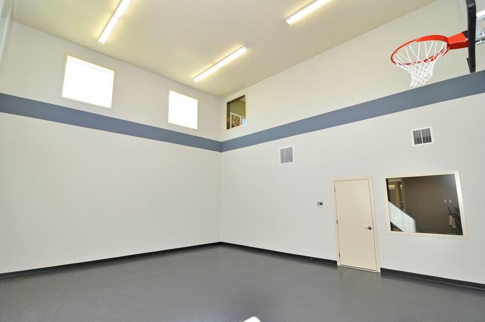 Craftsman Home With Indoor Sports Court Traditional Basement