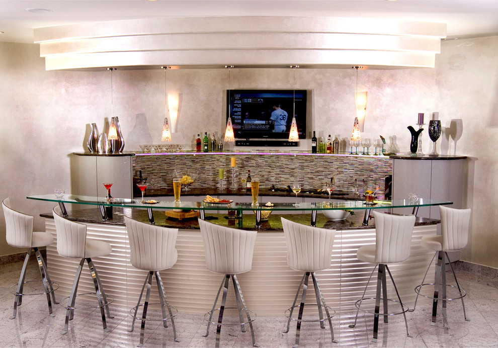 Curved Bar Contemporary Basement Chicago by Linda G Larisch