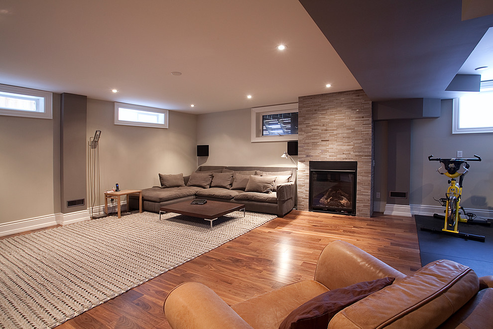 Example of a trendy basement design in Toronto