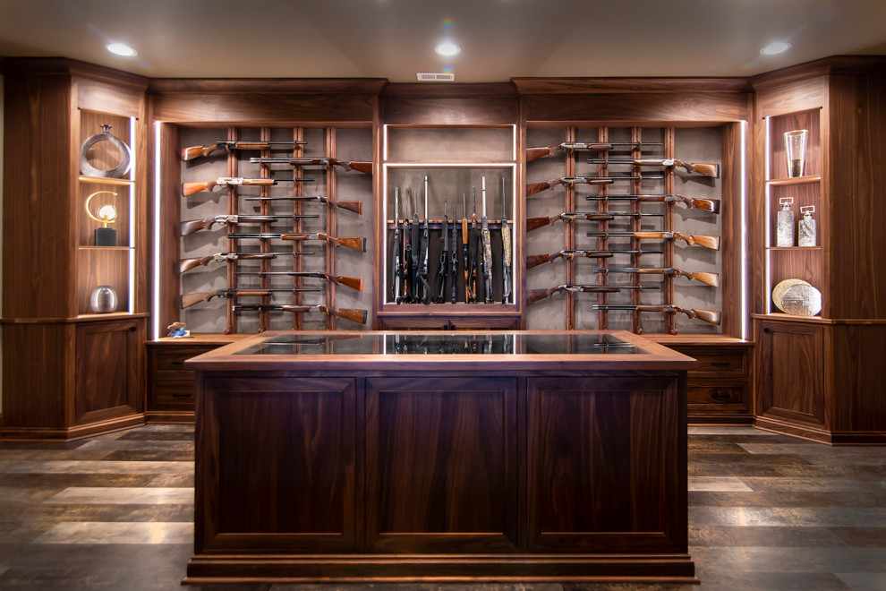Custom Walnut Gun Room Transitional Basement Charlotte by