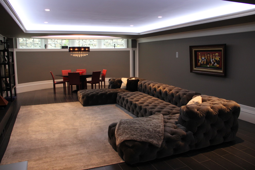 Inspiration for a contemporary basement remodel in Boston