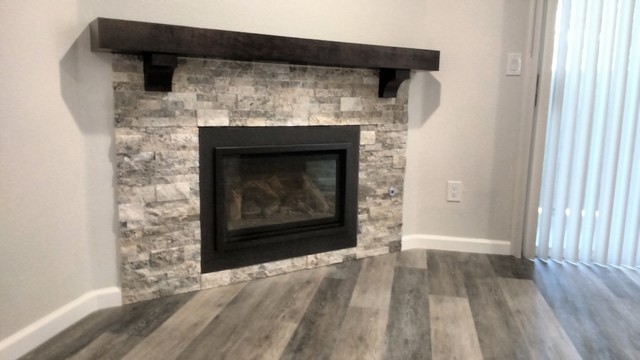Dark cherry wood mantel with corbels - Arts u0026 Crafts - Basement - Other -  by Custom Corners LLC | Houzz UK