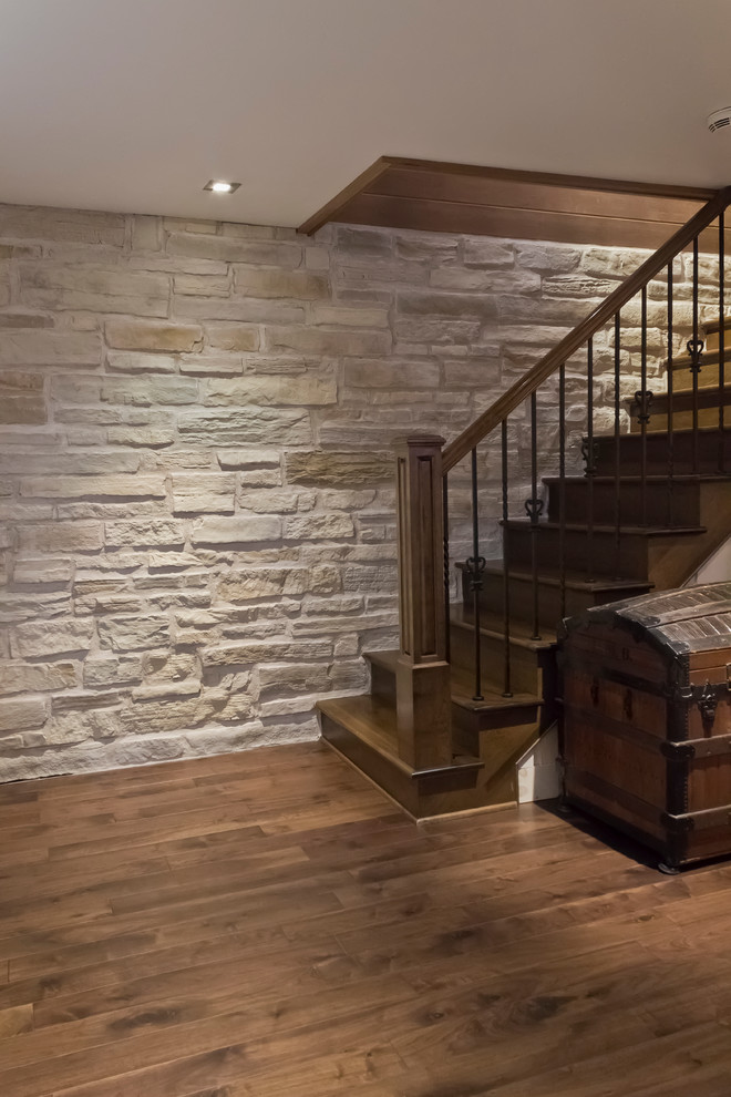 Design ideas for a medium sized rustic staircase in Montreal.