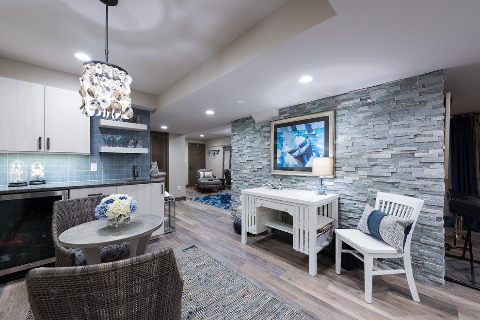 East Coast Nautical Basement Beach Style Basement Austin by